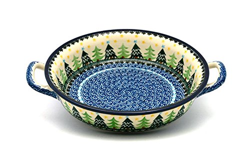 Polish Pottery Baker - Round with Handles - Medium - Christmas Trees-image-12