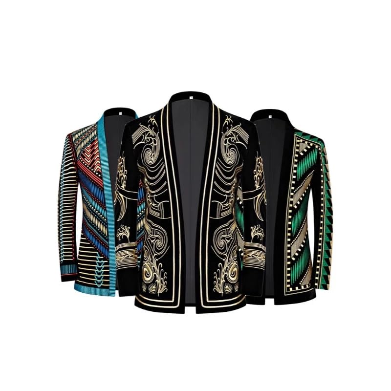 Men's Embroidery Stand Collar Suit Slim Cardigan Jacket Host Singer Stage Performance Dress Wedding Blazers2