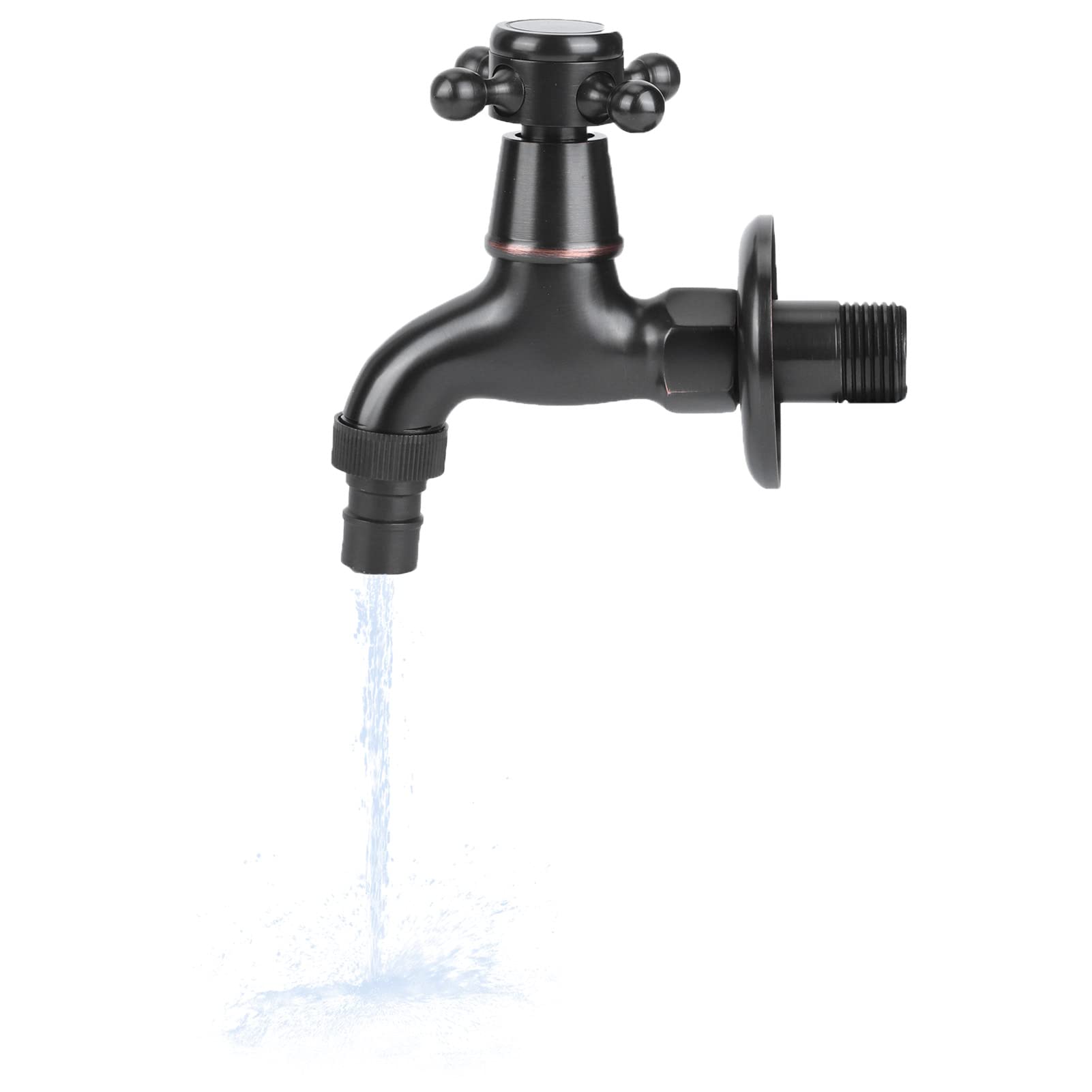 Sponsored Ad – G1/2in Thread Faucet, Wall Mounted Washing Machine Single Handle Faucet Brass Basin Faucet Cold Water for Laundry Bathroom Black Short