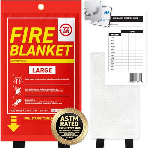 Image of 72 HRS Large Emergency Fire Blanket 47 inchx47 inch - Fiberglass Fire Safety Tool for Home, Kitchen, Camping, Survival | Extinguisher Alternative for Grill, Welding, Fire Pit