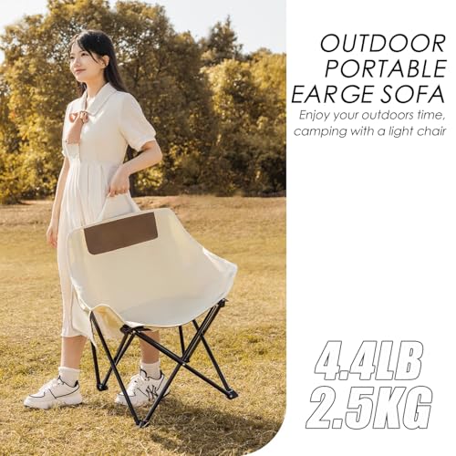 Silla Plegable para Camping Ultraligera Herb Life, Capacidad 450 Libras, Color Off-white, Marco de Acero Inoxidable, Ideal para Adultos al Aire Libre miniatura 7