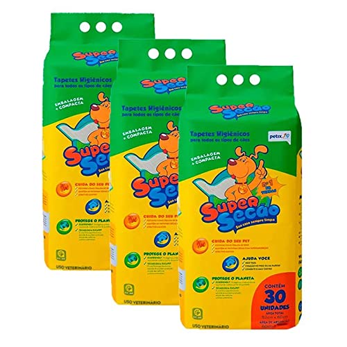 Kit 3 Tapetes Higiênicos Cães Super Secão c/30 Unidades