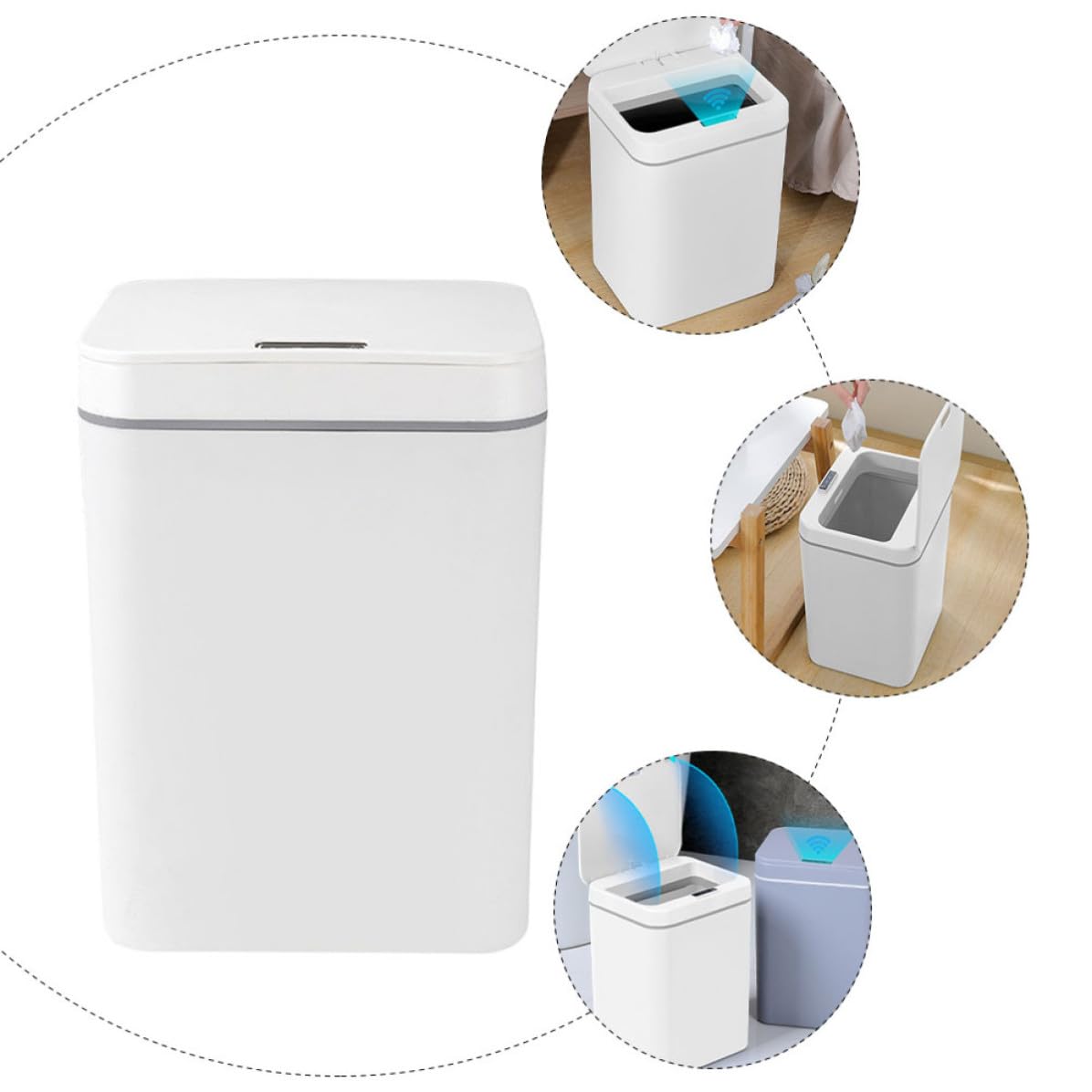 BESPORTBLE Papelera sin Contacto Inteligente de Inducción 16l Blanco