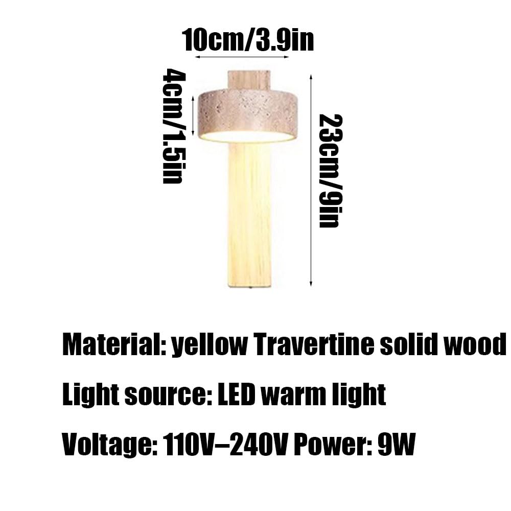 Applique da parete a LED con sorgente luminosa in travertino giallo