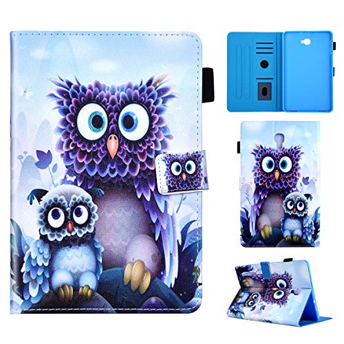 Robinsoni Case Compatible with Samsung Galaxy T590 Tablet Case Cute Cartoon Printed PU Leather Auto Sleep/Wake Feature Kickstand Card Holder Tablet Case Folio Flip Magnetic Closure Case,Owl