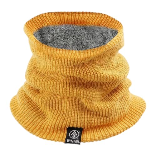 Cachecóis masculinos de lã de pelúcia quente anel de inverno cachecol feminino tricotado máscara facial, Amarelo, 24*22*2cm