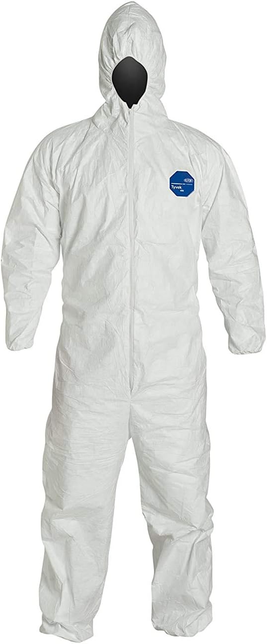 Disposable Suit by Dupont with Elastic Wrists, Ankles and Hood (3XL) White