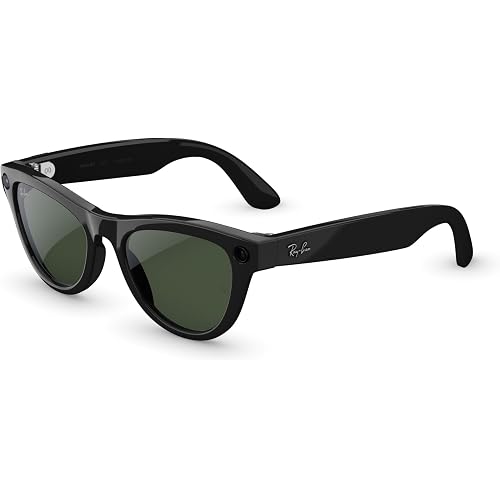 Meta Ray-Ban (Gen 2), Skyler, Shiny Black | Smart AI Glasses for Men, Women — 2x Battery Life — 3K Ultra HD — 12 MP Camera, Audio, Video Recording — Transitions® Graphite Green Lenses — Sunglasses