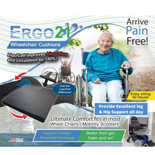 Ergo21 Liquicell Sports Cushion, Comfortable Wheelchair Cushion For Pressure Relief, Seniors, Tailbone Pain. Can Be Used On Office Chair And Car Too! Liquicell Improves Blood Flow By 150% #TOP4