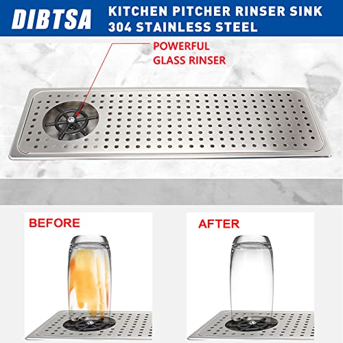 Dibtsa Pitcher Rinser Countertop Sink With Side Spray,Drain And Drip Tray,Stainless Steel Glass Rinser Washer Cleaning Tool For Household Commercial,Extra Large Silver 25.59 X 8.5 X 0.86 Inches #TOP7