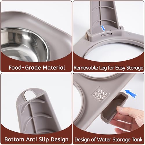 Wellbro Elevated Cat Bowls, Stainless Steel Cat Food Bowls, Whisker Stress-Free, Raised Food and Water Dish for Cats