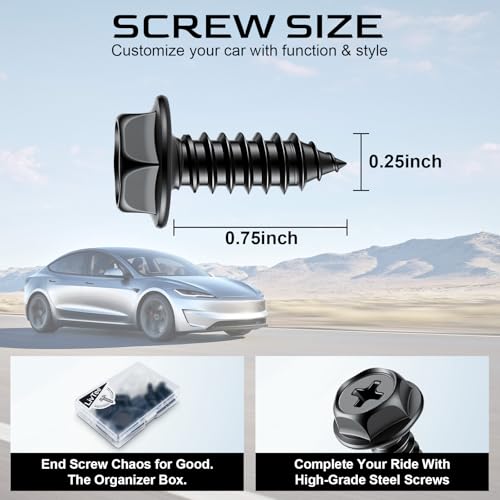 Image of LivTee Rustproof License Plate Screws for Securing License Plates Frames and Covers on Cars and Trucks, 4 Sets Premium Stainless Steel Self Tapping Mounting Bolts (Black Zinc Plated)