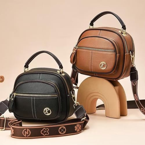 Bousalutend Classic Multifunctional Compartments Adjustable Wide Shoulder Strap Leather Crossbody Bag for Women2