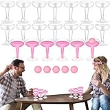 Hoolerry 28 Pcs Prosecco Table Tennis Game Set Include 22 Plastic Cups and 6 Balls for Bachelorette Party Girls Night, Birthday, Bridal Shower Game
