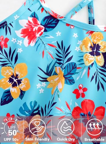 Image of Girls One Piece Swimsuits Summer UPF 50+ Quick Dry Beach Bathing Suit Cross Shoulder Strap Swimwear 2-10 Years