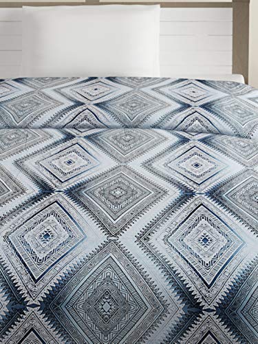 Image of Swayam Ananda-Premium 100% Cotton 200 TC,Microfiber Fill 150 GSM -Geometric Pattern-Single Comforter, Blue