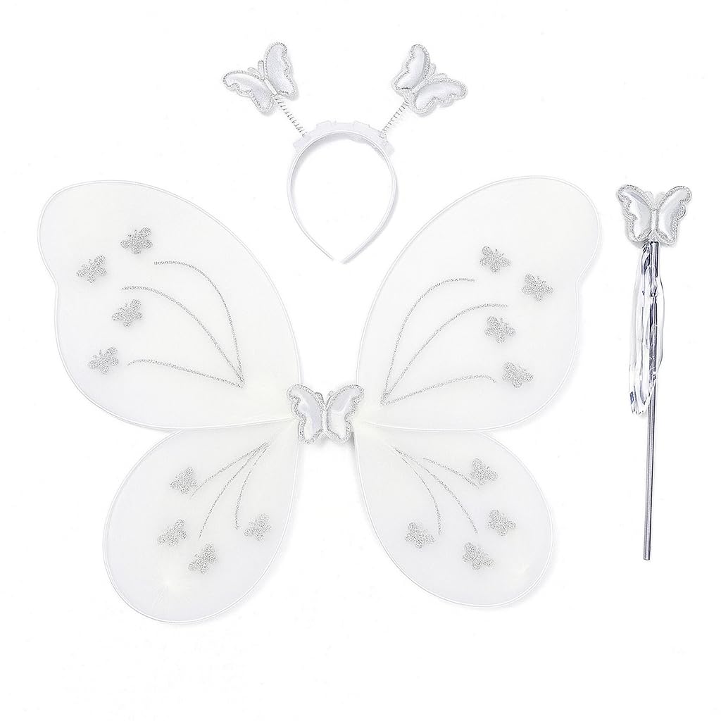 DL Butterfly Fairy Angel Costume Set for Girls – Dress-Up Wings, Magic Wand & Halo Headband – Princess Birthday Party, Halloween, Fancy Dress, Stage Performance, Photo Shoot Accessories-image-10