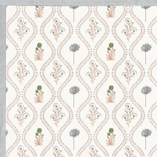 Image of DE CAMA Since 1997 | 100% Cotton 300 TC Premium Super King Size Bedsheet for Double Bed (108 x 108 Inch) with 2 Pillow Covers Set (17 x 27 Inch) Hand Block Printed Bedsheet Set - Urbana White