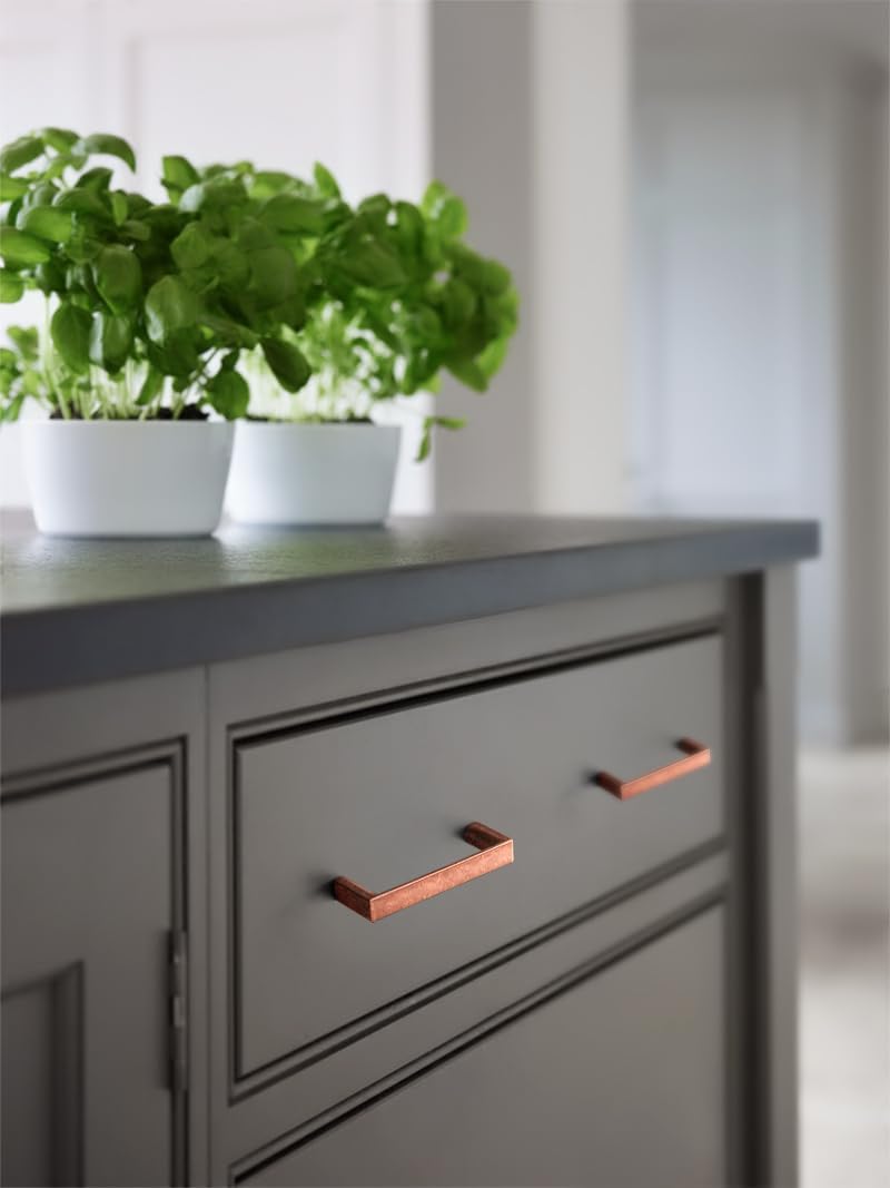 Goo-Ki 6 Packed Antique Copper Cabinet Pulls-3''(76mm) Hole Centers Modern Drawer Pulls