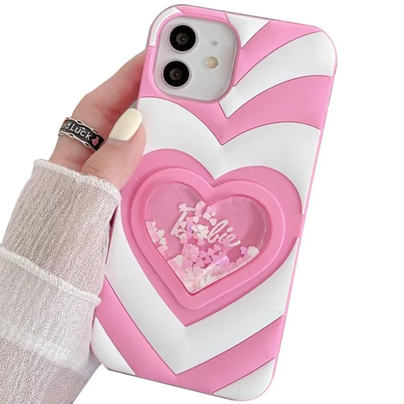 mobistyle Designed For iPhone 12/12 Pro Cover with Luxury Heart Cartoon Design Soft Silicone Aesthetic Women Teen Girls Back Cover Cases For iPhone 12/12 Pro, Multicolor