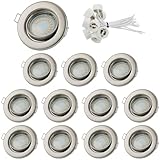 Sweet Led 12x Einbaurahmen in Chrom gebürstet inkl. LED Leuchtmittel 230V 5W 430 Lumen GU10 Fassung Deckenspot Einbaustrahler schwenkbar Keramik GU10 Fassung Einbauspots rund Einbaustrahler Rahmen