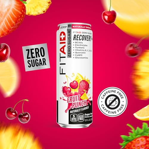 Image of FITAID ZERO Sugar Keto-Friendly Number 1 Post-Workout Recovery Drink Contains Zero Sugar BCAA Glucosamine 5 Calories Keto Variety Pack 12 Fl Oz (Pack of 12) - Packaging May Vary