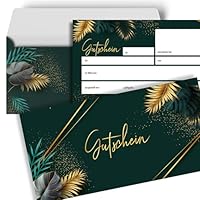 heaven+paper 50 Blanko Gutscheine mit Umschlägen zum Ausfüllen Geschenkgutschein für Restaurant, Massage, Nagelstudio, Friseur, Beauty, Einzelhandel, B2C (Jungle)