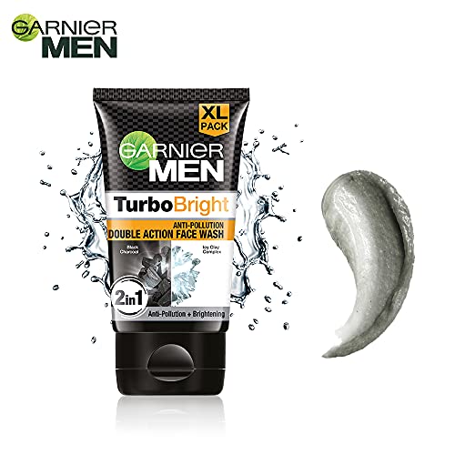 Garnier-Men-Turbo-Bright-Double-Action-Charcoal-Facewash-150g Garnier Men, Face Wash, Brightening & Anti-Pollution, TurboBright Double Action, 150 g