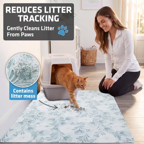 Image of Drymate Cat Litter Box Mat, Litter Trapping Mat, Light Blue, 29x36 XL