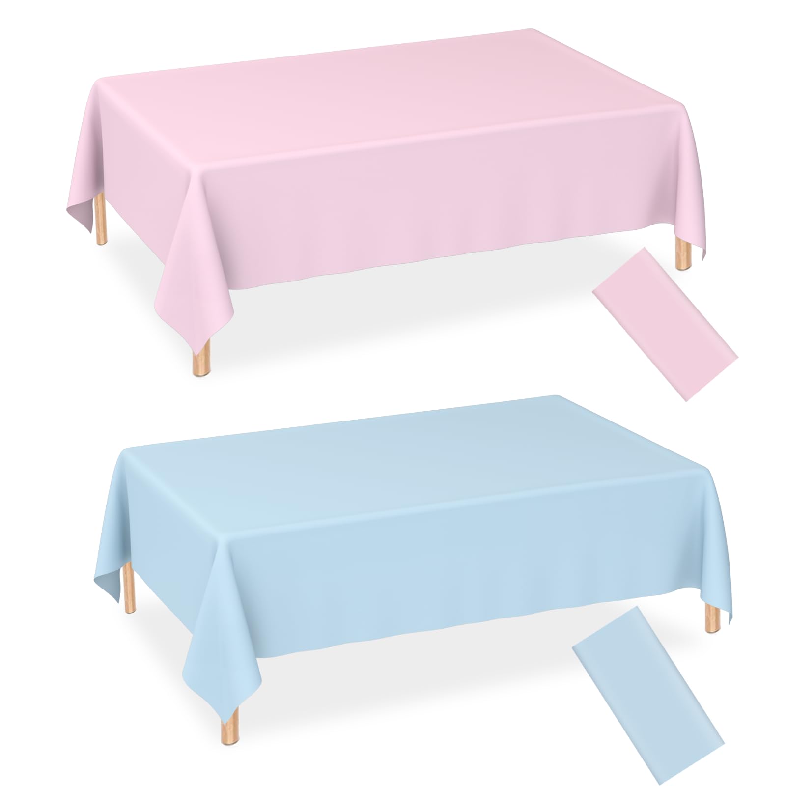 WNINK 2 Pack Gender Reveal Plastic Tablecloths, Disposable Rectangle Pink and Blue Pastel Tablecloth, Table Covers for Boy or Girl Gender Reveal Party Baby Shower Birthday Party Decorations 54" x 108"
