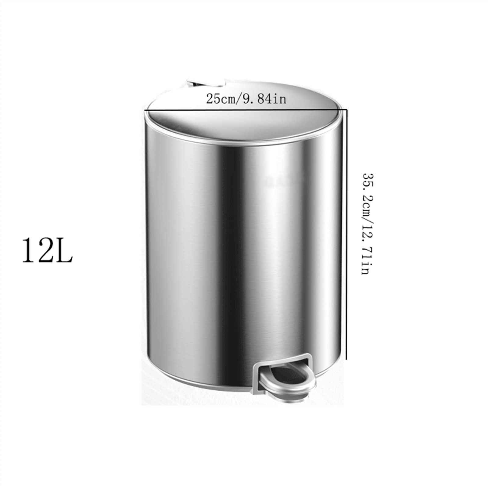 HIHELO Kosz na śmieci 8 l/12 l/15 l domowy duży kosz na śmieci ze stali nierdzewnej kuchnia łazienka sypialnia z pokrywką kosz na śmieci do kuchni (kolor: srebrny, rozmiar: 12 l)
