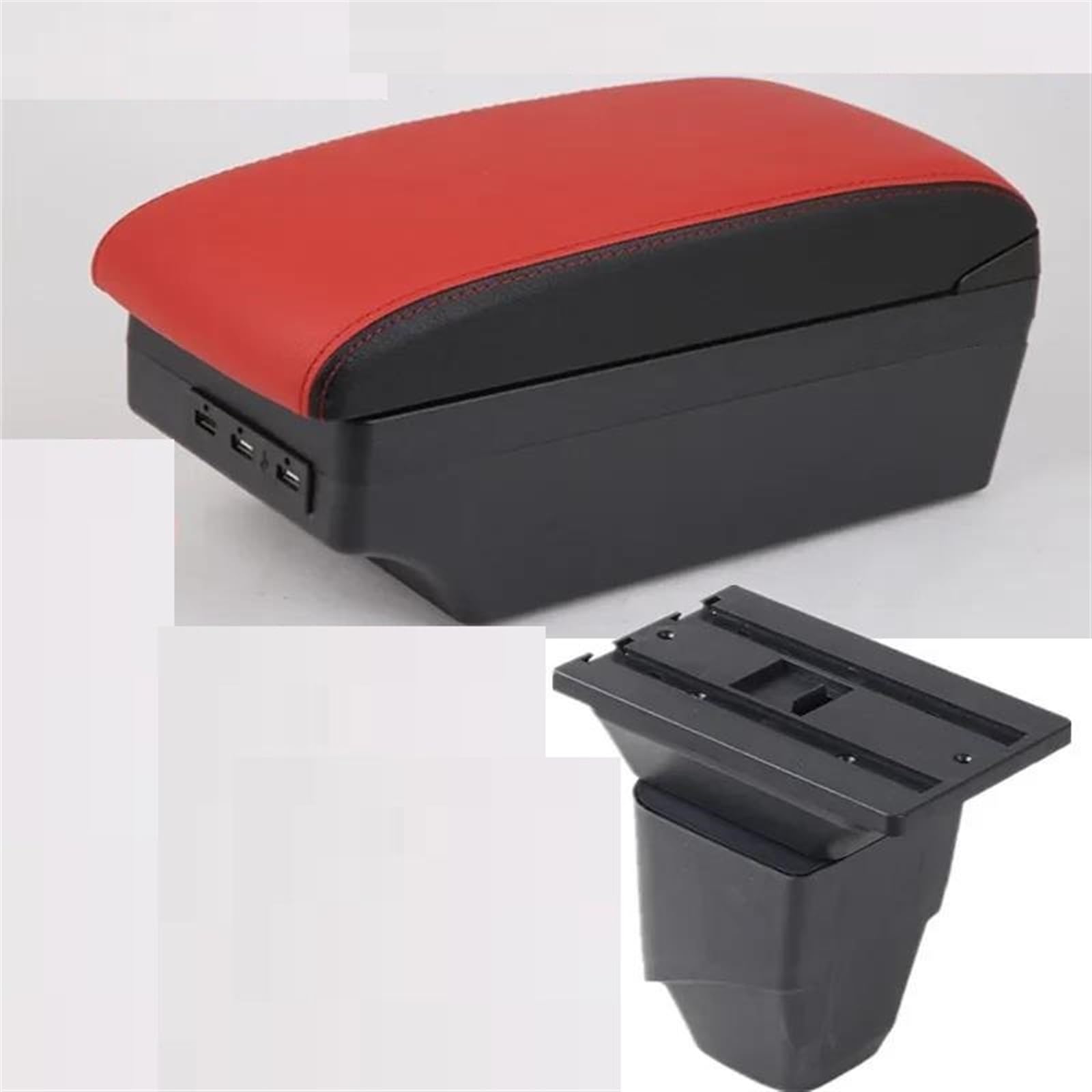 NMJLQW Storage Rack Center Console Armrest Storage Box For 206 Car Interior Parts Modification Accessories(C black border 7USB)