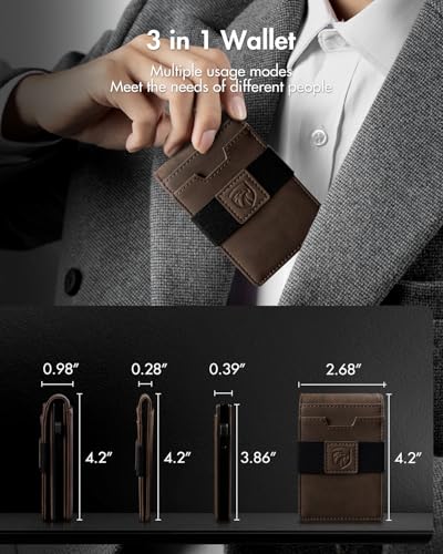 iwantit MagSafe Wallet, 3 in 1 Magnetic Elastic Band Wallet, Pop Up Card Cases, Bifold Wallet (Nubuck Brown)2