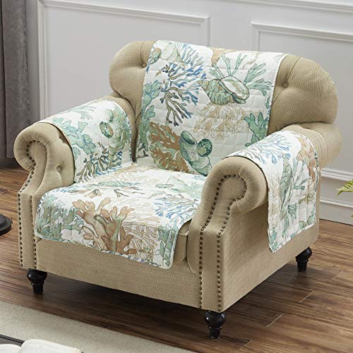 Barefoot Bungalow Furniture Protector Slipcover, Polyester, Jade, Arm Chair