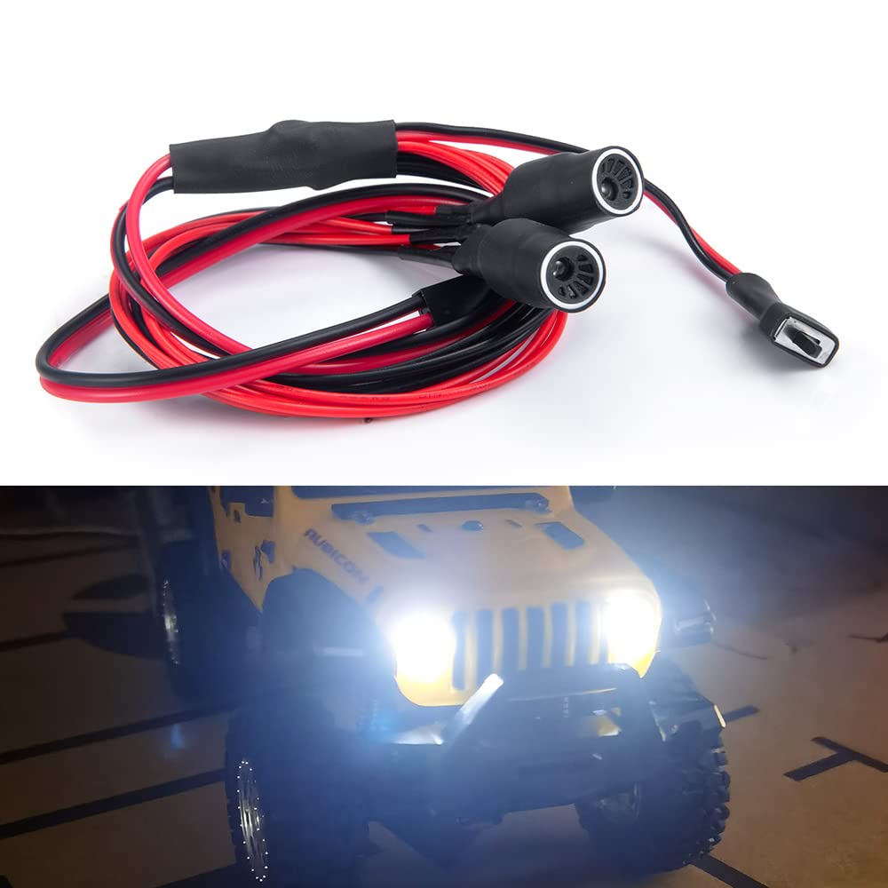 1/24 RC Car Headlight LED Light Set - Angel Eyes Front Lights For Axial SCX24 JLU CRC Crawler Upgrades (Green)