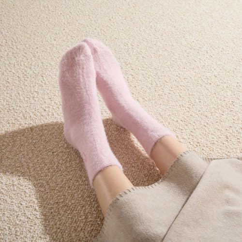 Image of SISOSOCK 5 Pairs Fuzzy Soft Cozy Comfy Socks Warm Birthday Gifts for Women