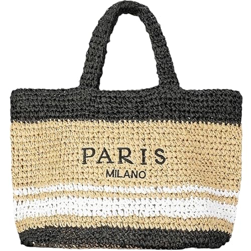 QZUnique Stroh-Strandtasche für Damen, Sommer, gewebt,...