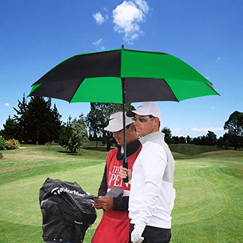 Image of MRTLLOA Automatic Open Golf Umbrella, 62 /68 Inch Extra-Large Oversized Double Canopy Vented Windproof Waterproof Stick Rain Golf Umbrellas for Men and Women