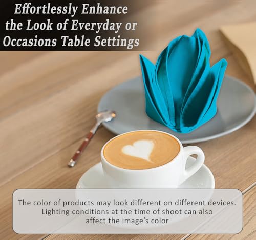 Image of Ruvanti Cloth Napkins set of 12, 18x18 Inches Napkins Cloth Washable, Soft, Durable, Absorbent, Cotton Blend. Table Dinner Napkins Cloth for Hotel, Lunch, Restaurant, Wedding Event, Parties - Sky Blue