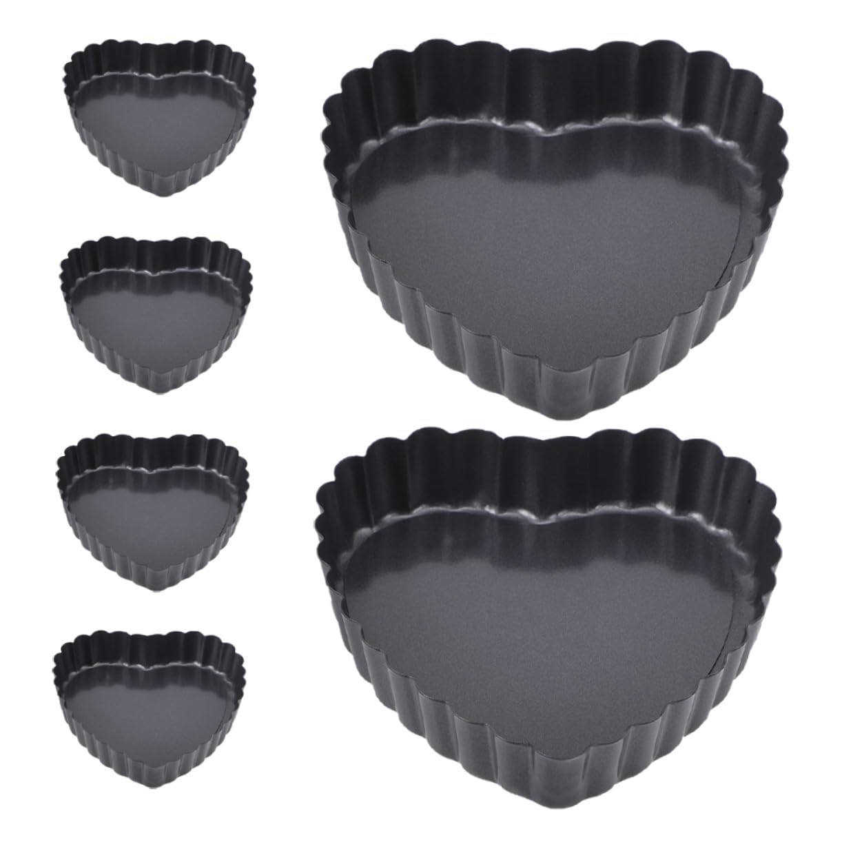 6 pièces Moules Mini Cœur Antiadhésifs avec Fond Amovible Moules Pâtisserie Métalliques pour Gâteaux et Desserts Bords Ondulés Élégants pour Occasions Spéciales