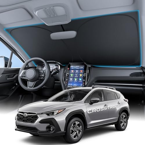 Image of Wigoo for Subaru Crosstrek Windshield Sunshade [OEM Design, 100% Sun Blockage] Foldable Heat Insulation Sun Shade with Storage Bag, for Crosstrek (2018-2026), Silver Coating