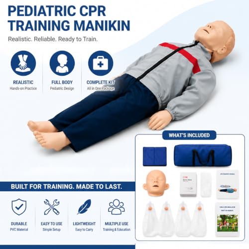 Image of JNMFTD Children CPR Manikins Dummy Training Kit，Full Body CPR First Aid Training Simulator Mannequin Professional Medical Accessories for Classroom or Research Centers Nursing Practice Patient Care