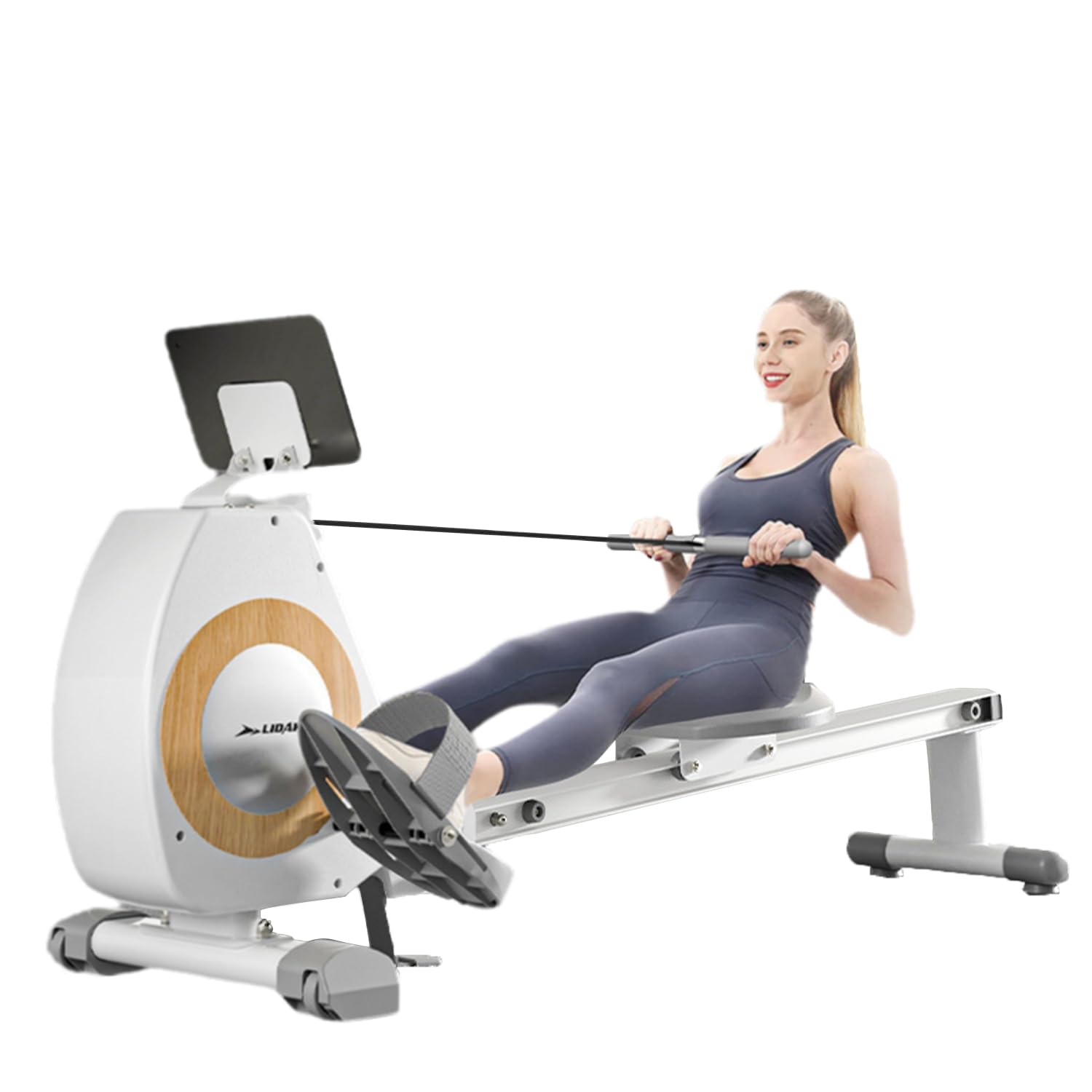 Rowing Machine, Magnetic Rower Machine for Home, 8 Levels of Quiet Resistance, Foldable Rower with Bluetooth, App Supported, Tablet Holder and Comfortable Seat Cushion for Home Gym Exercise