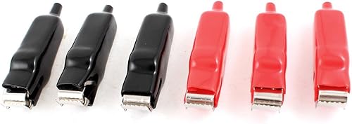 IIVVERR - Pinzas de cocodrilo de metal con revestimiento de plástico de 3.031in, 6 unidades (3.031in recubierto de plástico, batería de metal,