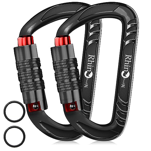 Rhino Produxs 12 kN robuste, leichte Karabinerhaken mit Schlüsselringen – hervorragend für die Sicherung von Haustieren, Outdoor, Camping, Wandern, Hängematte, Hundeleine, Schlüsselanhänger