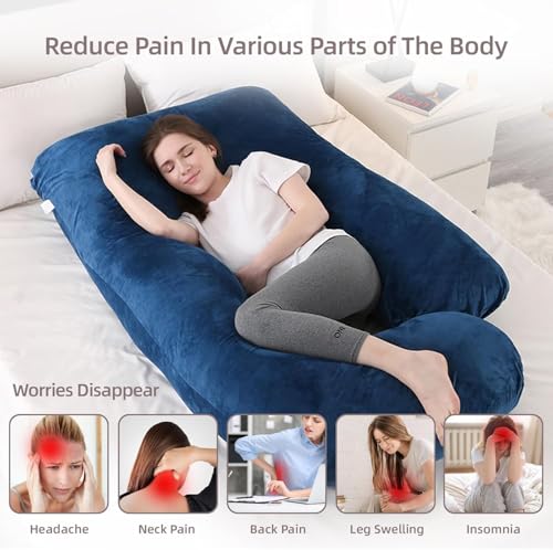 Image of ALLOPERA U-Shape Full Body Pregnancy Pillows, Maternity Pillow for Sleeping Support for Legs, Back, Neck, Shoulder, Hips, Belly for Pregnant Woman, 57 inch Prenancy Pillow (BLUE098)