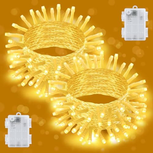 Isisyu 2 Stück Lichterkette Außen Batterie, 3M 30 LED Lichterkette...