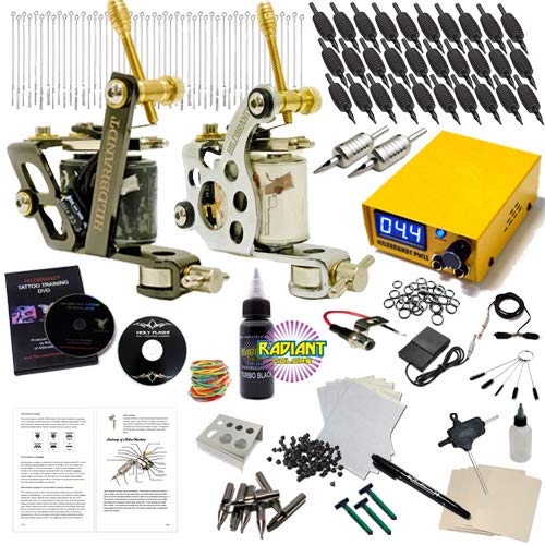 Professional Tattoo Kit Hildbrandt Trainer TKHTRA 2 Machine Gun + Needle + Power Supply + Inks (234 PCS)