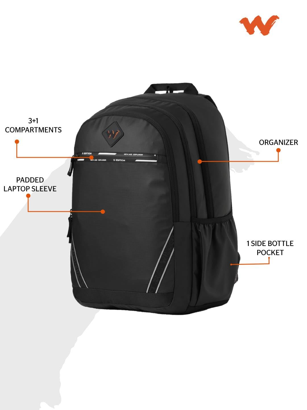 Wildcraft Dark Edition 45 L Professional Laptop Backpack for Men & Women | Fits 15.6 inch Laptop | Padded Shoulder Straps, Multi Compartments, Anti-Theft Zippers | Business Travel Bag | Dark Black 16 51TBmKXEjKL. SL1440