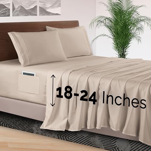 Elegant Comfort Juego de sábanas de 4 Piezas, Ropa de Cama de Lujo 1500 Hilos de Microfibra de Calidad hotelera, elástico en Todo el Contorno, sábana Bajera Ajustable de 18 a 24 Pulgadas de